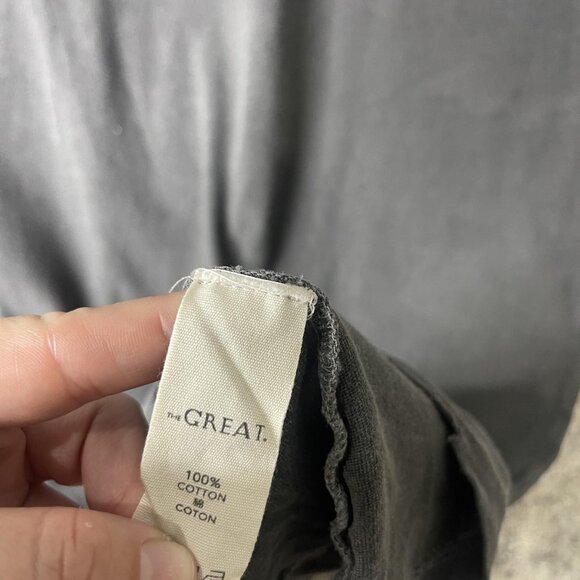 The Great Shirt Womens Large Gray Crewneck Rolled Cuff Cotton Made in USA Tee - Picture 5 of 6